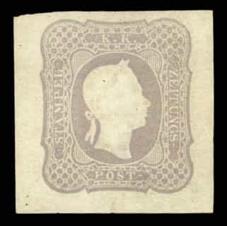 Газетная марка 1 крейцер Сиренево-серая, 1861 год