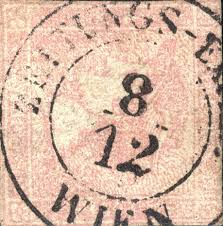 Газетная марка 30 крейцеров «Розовый Меркурий» 1851 год
