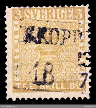 Марка «Жёлтый трёхскиллинговик» 1855 год