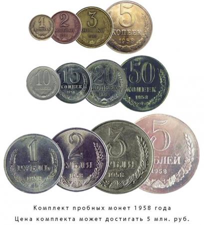 Комплект пробных монет 1958 года